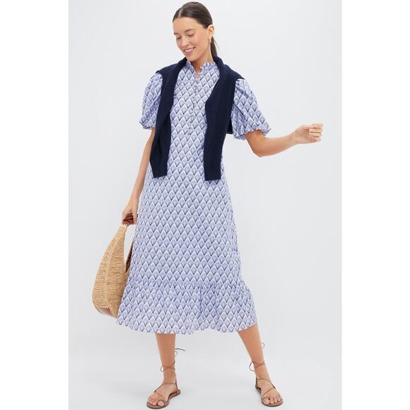 HYACINTH HOUSE Periwinkle Trellis Floral Mimi Midi Dress Size XS NWT - Picture 7 of 8